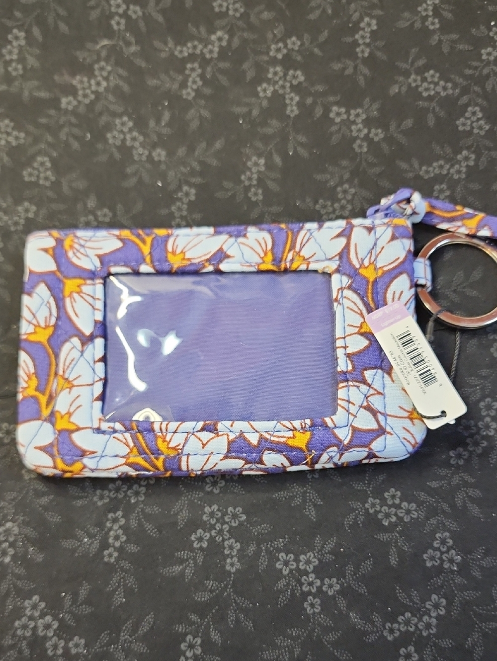 Vera Bradley Purple Floral ID Case with Yellow & White Accents
